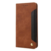For iPhone 16e Skin Feel Splicing Leather Phone Case(Brown)