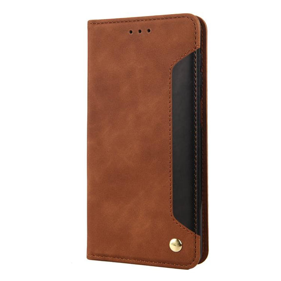 For iPhone 16e Skin Feel Splicing Leather Phone Case(Brown)