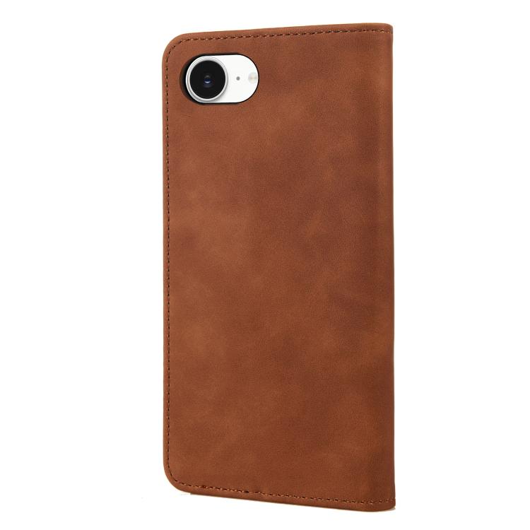 For iPhone 16e Skin Feel Splicing Leather Phone Case(Brown)