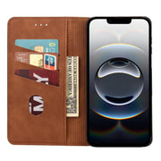 For iPhone 16e Skin Feel Splicing Leather Phone Case(Brown)