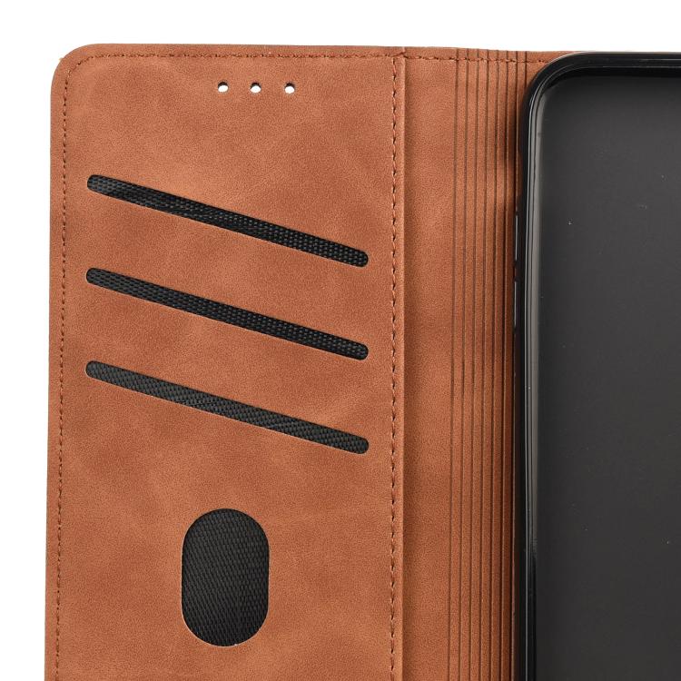 For iPhone 16e Skin Feel Splicing Leather Phone Case(Brown)