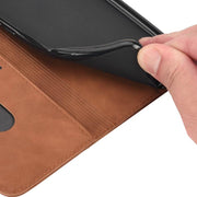 For iPhone 16e Skin Feel Splicing Leather Phone Case(Brown)