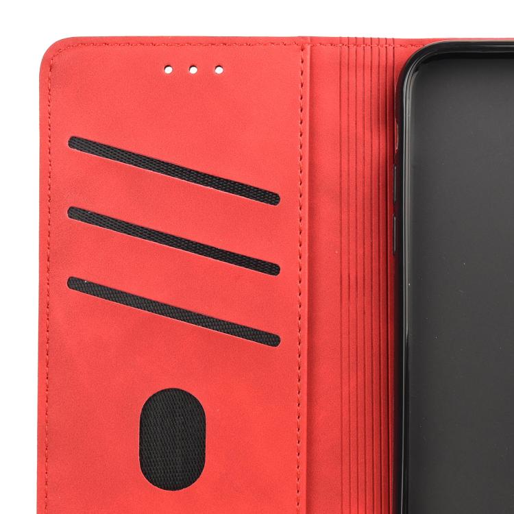 For iPhone 16e Skin Feel Splicing Leather Phone Case(Red)