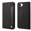 For iPhone 16e Skin Feel Splicing Leather Phone Case(Black) - iPhone 16e Cases by PMC TechLife | Online Shopping South Africa | PMC TechLife | Buy Now Pay Later Mobicred