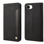 For iPhone 16e Skin Feel Splicing Leather Phone Case(Black)