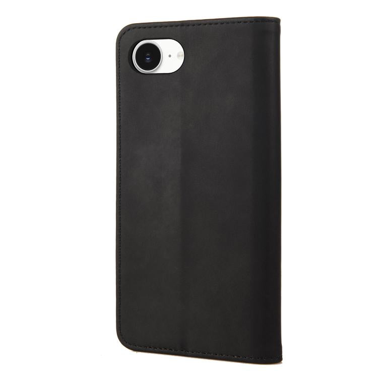 For iPhone 16e Skin Feel Splicing Leather Phone Case(Black)