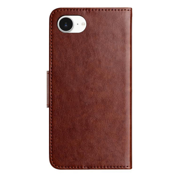 For iPhone 16e Butterfly Flower Pattern Flip Leather Phone Case(Brown)
