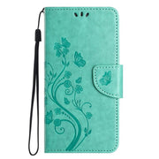 For iPhone 16e Butterfly Flower Pattern Flip Leather Phone Case(Green)