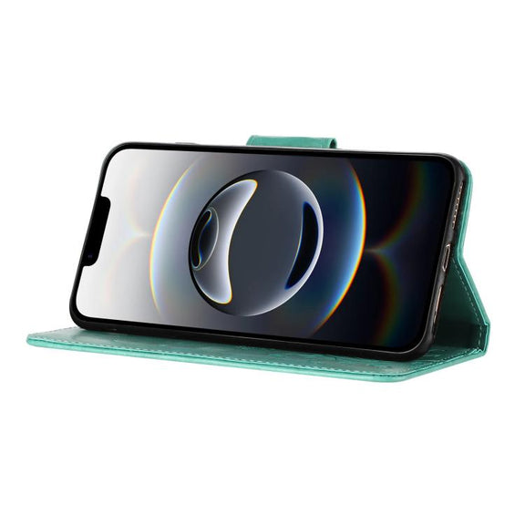 For iPhone 16e Butterfly Flower Pattern Flip Leather Phone Case(Green)