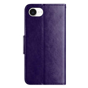 For iPhone 16e Butterfly Flower Pattern Flip Leather Phone Case(Dark Purple)