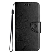 For iPhone 16e Butterfly Flower Pattern Flip Leather Phone Case(Black)