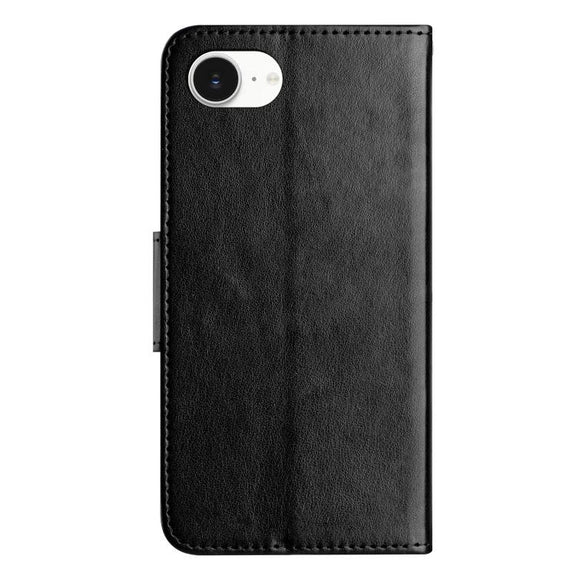 For iPhone 16e Butterfly Flower Pattern Flip Leather Phone Case(Black)