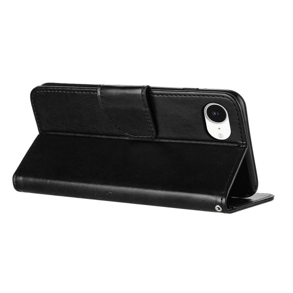 For iPhone 16e Butterfly Flower Pattern Flip Leather Phone Case(Black)