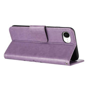 For iPhone 16e Butterfly Flower Pattern Flip Leather Phone Case(Light Purple)