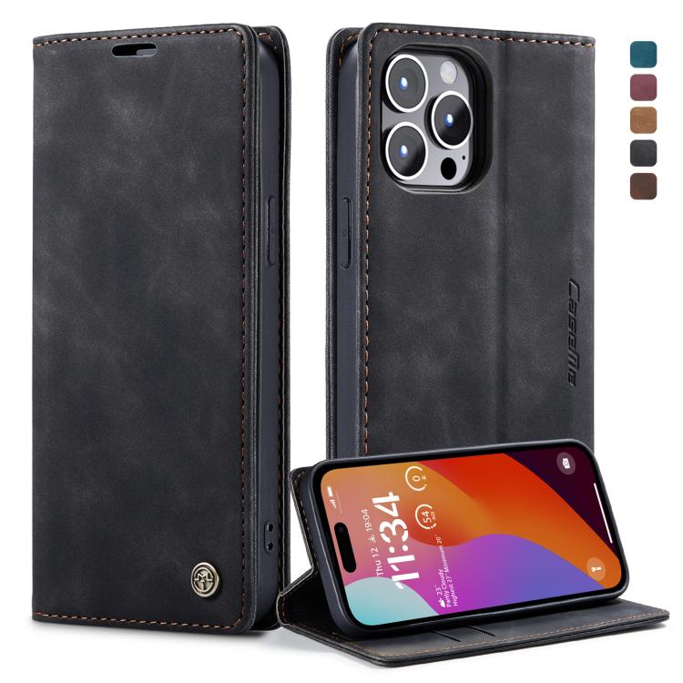 For iPhone 15 Pro Max CaseMe 013 Multifunctional Horizontal Flip Leather Phone Case(Black)