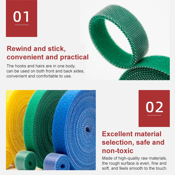 1.2cm 3m Reusable & Dividable Hook and Loop Cable Ties(Random Color Delivery)