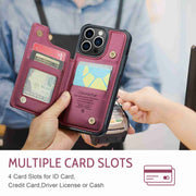 For iPhone 15 Pro CaseMe C22 Card Slots Holder RFID Anti-theft Phone Case(Wine Red)