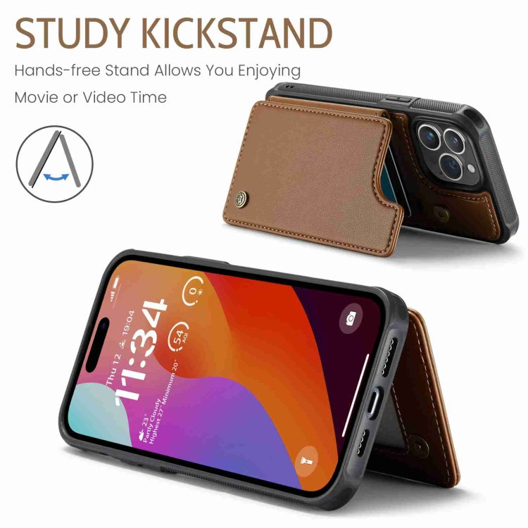 For iPhone 15 Pro CaseMe C22 Card Slots Holder RFID Anti-theft Phone Case(Brown)