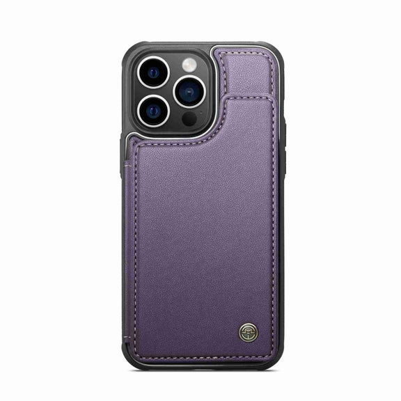 For iPhone 15 Pro CaseMe C22 Card Slots Holder RFID Anti-theft Phone Case(Purple)