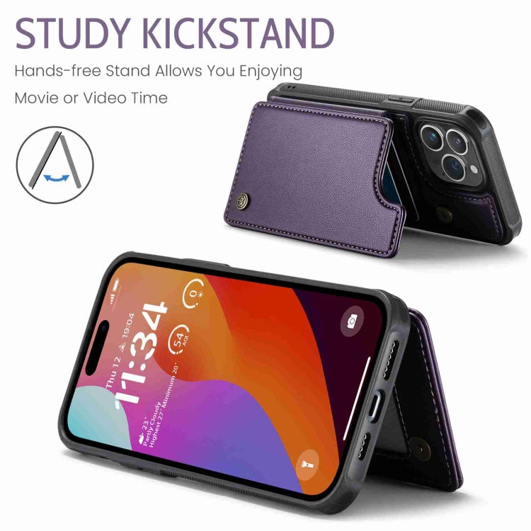 For iPhone 15 Pro CaseMe C22 Card Slots Holder RFID Anti-theft Phone Case(Purple)