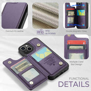 For iPhone 15 Plus CaseMe C22 Card Slots Holder RFID Anti-theft Phone Case(Purple)
