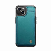 For iPhone 15 CaseMe C22 Card Slots Holder RFID Anti-theft Phone Case(Blue Green)