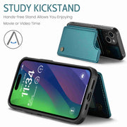 For iPhone 15 CaseMe C22 Card Slots Holder RFID Anti-theft Phone Case(Blue Green)