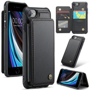 For iPhone SE 2022 / SE 2020 CaseMe C22 Card Slots Holder RFID Anti-theft Phone Case(Black)