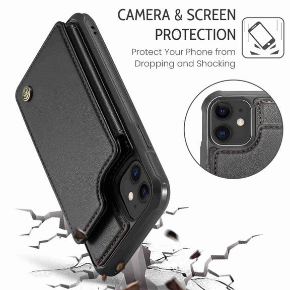 For iPhone 11 CaseMe C22 Card Slots Holder RFID Anti-theft Phone Case(Black)