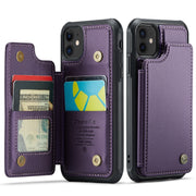 For iPhone 12 / 12 Pro CaseMe C22 Card Slots Holder RFID Anti-theft Phone Case(Purple)