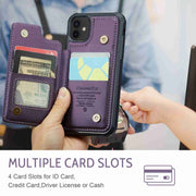 For iPhone 12 / 12 Pro CaseMe C22 Card Slots Holder RFID Anti-theft Phone Case(Purple)