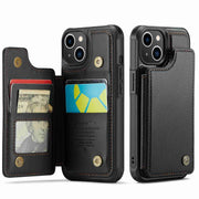 For iPhone 13 CaseMe C22 Card Slots Holder RFID Anti-theft Phone Case(Black)