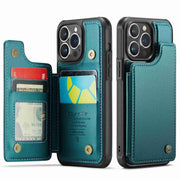 For iPhone 13 Pro CaseMe C22 Card Slots Holder RFID Anti-theft Phone Case(Blue Green)