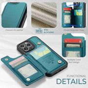 For iPhone 13 Pro CaseMe C22 Card Slots Holder RFID Anti-theft Phone Case(Blue Green)