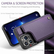 For iPhone 13 Pro Max CaseMe C22 Card Slots Holder RFID Anti-theft Phone Case(Purple)