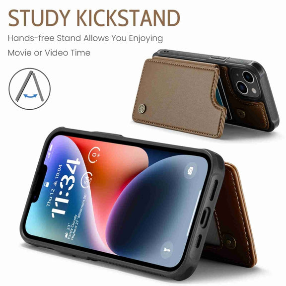 For iPhone 14 CaseMe C22 Card Slots Holder RFID Anti-theft Phone Case(Brown)