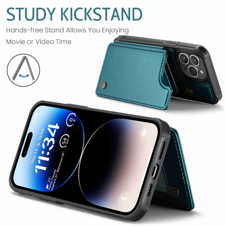 For iPhone 14 Pro CaseMe C22 Card Slots Holder RFID Anti-theft Phone Case(Blue Green)