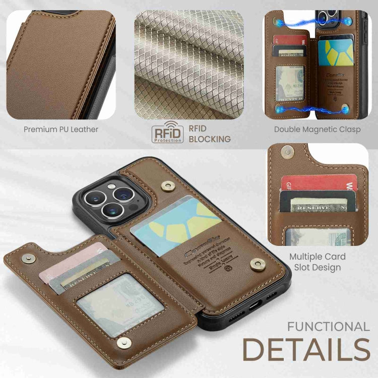 For iPhone 14 Pro CaseMe C22 Card Slots Holder RFID Anti-theft Phone Case(Brown)