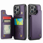 For iPhone 14 Pro CaseMe C22 Card Slots Holder RFID Anti-theft Phone Case(Purple)