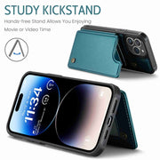 For iPhone 14 Pro Max CaseMe C22 Card Slots Holder RFID Anti-theft Phone Case(Blue Green)