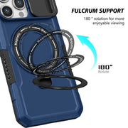 For iPhone 15 Pro Sliding Camshield Magsafe Holder TPU Hybrid PC Phone Case(Royal Blue)