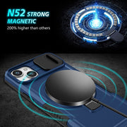 For iPhone 15 Sliding Camshield Magsafe Holder TPU Hybrid PC Phone Case(Royal Blue)