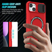 For iPhone 14 Sliding Camshield Magsafe Holder TPU Hybrid PC Phone Case(Red)