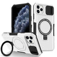 For iPhone 11 Pro Max Sliding Camshield Magsafe Holder TPU Hybrid PC Phone Case(Black White) - iPhone 11 Pro Max Cases by PMC TechLife | Online Shopping South Africa | PMC TechLife