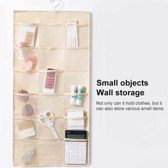6+6 Grids Underwear Storage Bag Non-woven Double-sided Hanging Storage Bag(Beige)