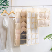 6+6 Grids Underwear Storage Bag Non-woven Double-sided Hanging Storage Bag(Pink)