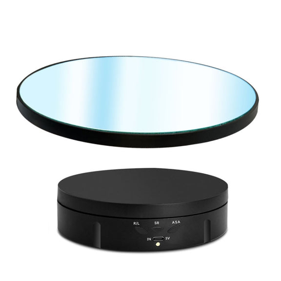 22cm Mirror Electric Rotating Display Stand Live Video Shooting Props Turntable Regular Version(Black)