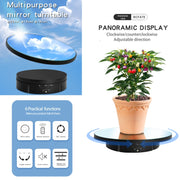22cm Mirror Electric Rotating Display Stand Live Video Shooting Props Turntable Regular Version(Black)