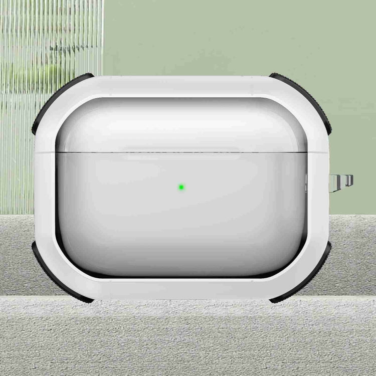 For AirPods Pro Thunder Transparent Armor Wireless Earphones Protective Case(White)