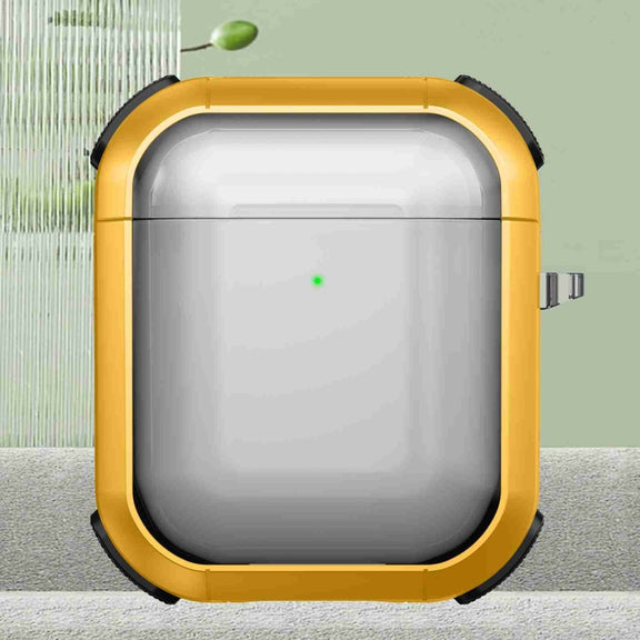 For AirPods 2 / 1 Thunder Transparent Armor Wireless Earphones Protective Case(Yellow)